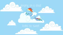 Size: 1600x900 | Tagged: safe, artist:lifetimebrony, derpibooru import, rainbow dash, pegasus, pony, cloud, crossed legs, eyes closed, female, mare, relaxing, sky, sleeping, solo, vector, wallpaper