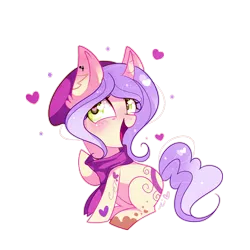 Size: 1200x1200 | Tagged: safe, artist:ipun, derpibooru import, oc, unofficial characters only, pony, unicorn, clothes, heart, heart eyes, ove heart, scarf, simple background, solo, transparent background, wingding eyes