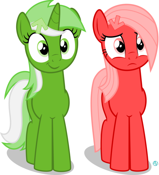 Size: 2000x2202 | Tagged: safe, artist:arifproject, derpibooru import, oc, oc:downvote, oc:upvote, ponified, unofficial characters only, earth pony, pony, derpibooru, derpibooru ponified, frown, looking at you, meta, simple background, smiling, smirk pone collection, transparent background, varying degrees of want, vector