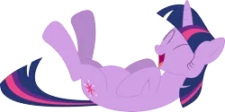 Size: 3568x1778 | Tagged: safe, artist:porygon2z, derpibooru import, twilight sparkle, pony, unicorn, belly, cute, eyes closed, female, happy, invisible tickles, laughing, legs in air, mare, on back, open mouth, simple background, smiling, solo, transparent background, twiabetes, unicorn twilight, vector