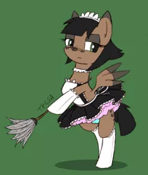 Size: 1084x1287 | Tagged: suggestive, artist:telsa, derpibooru import, oc, oc:pepper spice, unofficial characters only, pegasus, pony, bipedal, clothes, female, maid, mare, solo