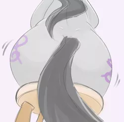 Size: 2200x2157 | Tagged: safe, artist:askcanadash, derpibooru import, octavia melody, earth pony, pony, both cutie marks, butt, butt only, butt shake, female, head out of frame, image, mare, plot, plump, png, shaking, simple background, sitting, solo, stool, the ass was fat, treblebutt