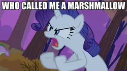 Size: 960x540 | Tagged: angry, derpibooru import, dragon quest, edit, edited screencap, food, image macro, marshmallow, meme, rarity, rarity is a marshmallow, safe, screencap, shouting rarity, solo