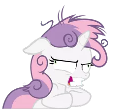 Size: 900x795 | Tagged: artist needed, creepy, derpibooru import, drugs, edit, faic, gritted teeth, insanity, insanity belle, lesson zero, messy mane, meth, safe, simple background, solo, sweetie belle, transparent background, vector, wat