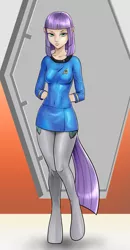 Size: 999x1920 | Tagged: artist:pencils, crossover, derpibooru import, elf ears, looking at you, maud pie, safe, satyr, solo, species swap, spock, star trek, vulcan