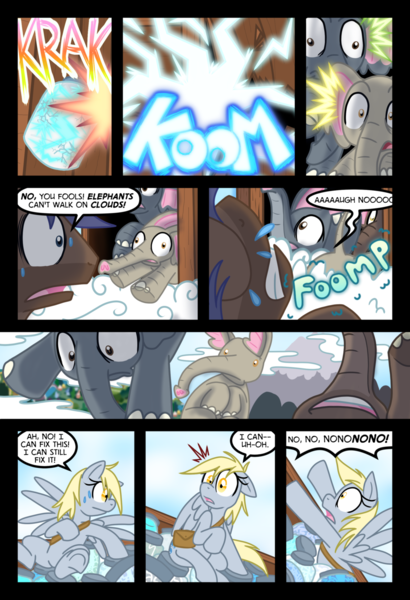 Size: 1024x1497 | Tagged: safe, artist:kazziepones, artist:zaron, derpibooru import, derpy hooves, elephant, pegasus, pony, comic:lonely hooves, female, mare