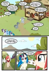 Size: 1024x1497 | Tagged: safe, artist:kazziepones, artist:zaron, derpibooru import, derpy hooves, rainbow dash, rarity, vinyl scratch, oc, oc:lonely hooves, pegasus, pony, comic:lonely hooves, comic, female, glasses, mare