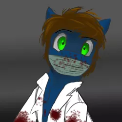 Size: 1250x1250 | Tagged: artist:luger, blood, blue fur, brown hair, derpibooru import, green eyes, looking at you, oc, oc:bright light, semi-grimdark, solo, unofficial characters only