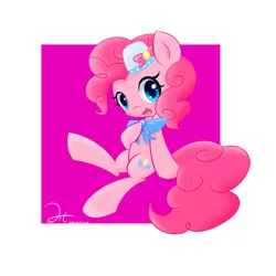 Size: 4000x4000 | Tagged: artist:aitureria, bowtie, cute, derpibooru import, hat, looking at you, pinkie pie, safe, simple background, smiling, solo, wide eyes