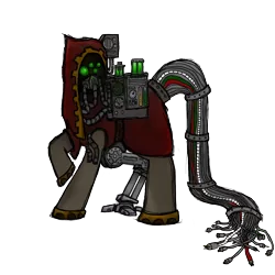 Size: 1080x1080 | Tagged: adeptus mechanicus, artist:volframijoma, augmented everything, augmented leg, augmented tail, clothes, crossover, derpibooru import, gas mask, mask, oc, oc:volfram ijoma, raised hoof, robe, semi-grimdark, simple background, solo, techpriest, transparent background, unofficial characters only, warhammer 40k, warhammer (game)