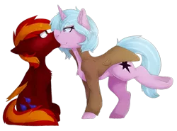 Size: 1024x759 | Tagged: safe, artist:oddends, derpibooru import, oc, oc:safiya, oc:sunset skye, unofficial characters only, pegasus, pony, unicorn, kissing, male, simple background, straight, transparent background