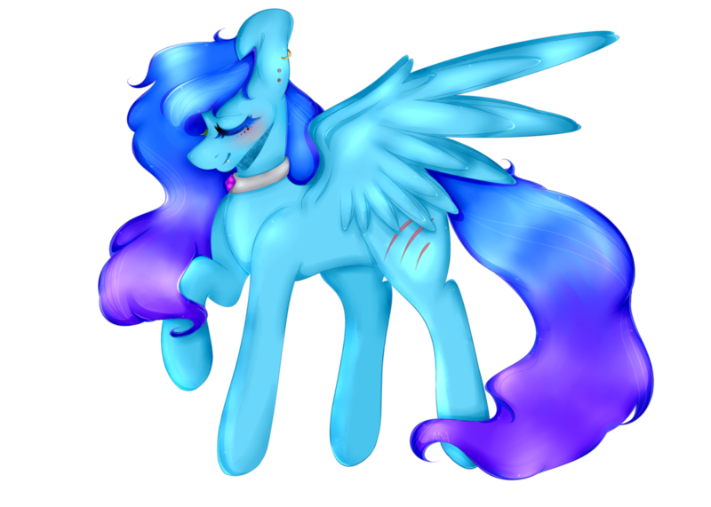 Size: 1024x731 | Tagged: safe, artist:alliedrawsart, derpibooru import, oc, oc:coolmoon, unofficial characters only, pegasus, pony, eyes closed, scar, simple background, solo, transparent background