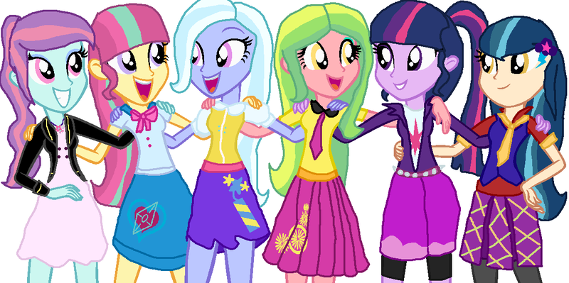 Size: 1221x609 | Tagged: safe, artist:diana173076, derpibooru import, indigo zap, lemon zest, sci-twi, sour sweet, sugarcoat, sunny flare, twilight sparkle, equestria girls, alternate universe, shadow six