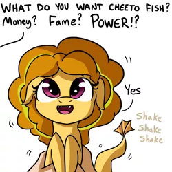 Size: 1280x1280 | Tagged: safe, artist:tjpones, derpibooru import, part of a set, adagio dazzle, human, pony, siren, equestria girls, adoragio, cute, dialogue, floppy ears, hand, holding a pony, looking at you, looking up, offscreen character, open mouth, pov, shaking, sharp teeth, shivering, simple background, smiling, tail wag, teeth, tiny ponies, what do you want, white background, yes