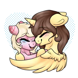 Size: 1024x1024 | Tagged: safe, artist:h-analea, derpibooru import, oc, oc:hanalea, oc:rebecca, unofficial characters only, alicorn, pony, alicorn oc, hug, simple background, tongue out, transparent background