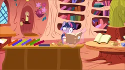 Size: 1000x563 | Tagged: artist needed, book, burger, derpibooru import, food, french fries, hay burger, hay fries, library, princess celestia, princess luna, safe, source needed, tipping, twilight sparkle