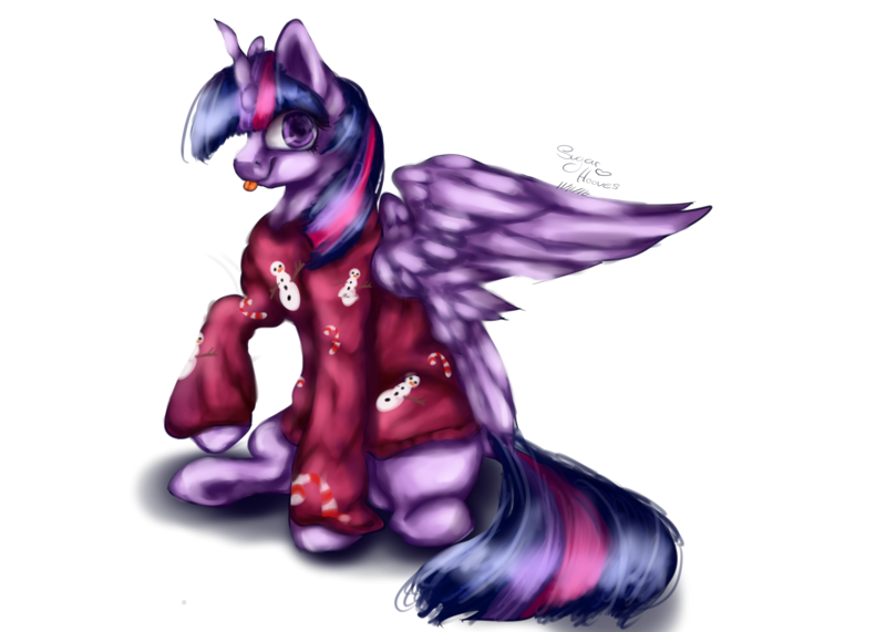 Size: 3500x2500 | Tagged: safe, artist:irissbliss, derpibooru import, twilight sparkle, twilight sparkle (alicorn), alicorn, pony, clothes, simple background, solo, sweater, tongue out, transparent background