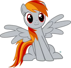 Size: 1800x1740 | Tagged: safe, artist:arifproject, derpibooru import, oc, oc:tridashie, unofficial characters only, pegasus, pony, :3, simple background, sitting, sitting catface meme, solo, spread wings, transparent background, vector