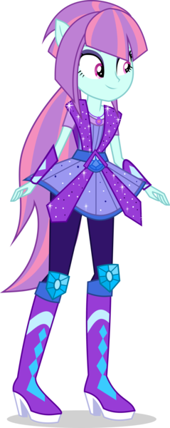Size: 2388x6000 | Tagged: safe, artist:limedazzle, derpibooru import, edit, part of a set, vector edit, rarity, sunny flare, equestria girls, legend of everfree, absurd resolution, alternate universe, boots, crystal guardian, high heel boots, jewelry, ponied up, ponytail, request, simple background, smiling, solo, super ponied up, transparent background, vector