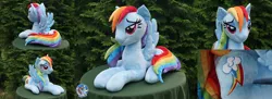 Size: 2746x1000 | Tagged: artist:essorille, derpibooru import, irl, lidded eyes, life size, photo, plushie, prone, rainbow dash, safe, solo