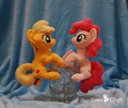 Size: 1400x1182 | Tagged: applejack, artist:lanacraft, derpibooru import, duo, irl, photo, pinkie pie, plushie, safe