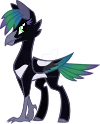 Size: 1024x1267 | Tagged: antagonist, artist:agentkirin, classical hippogriff, cloven hooves, derpibooru import, hippogriff, magpie, oc, oc:avarice, power ponies oc, safe, simple background, solo, transparent background, unofficial characters only