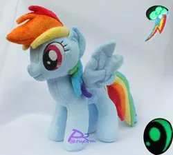 Size: 3504x3156 | Tagged: artist:kiashone, derpibooru import, glow-in-the-dark, irl, photo, plushie, rainbow dash, safe, solo