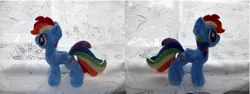 Size: 1024x383 | Tagged: artist:catyblackcat, derpibooru import, irl, photo, plushie, rainbow dash, safe, solo