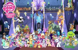 Size: 2968x1916 | Tagged: source needed, safe, derpibooru import, edit, applejack, fluttershy, pinkie pie, rainbow dash, rarity, starlight glimmer, twilight sparkle, twilight sparkle (alicorn), alicorn, pony, season 5, discovery family logo, hasbro studios, mane six, needs more jpeg, poster, twilight's castle