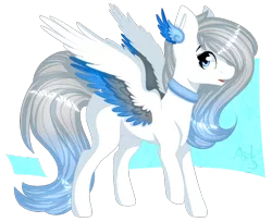 Size: 826x674 | Tagged: safe, artist:ayoarts, derpibooru import, oc, unofficial characters only, pegasus, pony, art trade, blue eyes, blue wings, solo, white