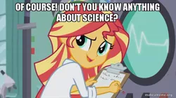 Size: 800x449 | Tagged: safe, derpibooru import, edit, edited screencap, screencap, sunset shimmer, equestria girls, the science of magic, atop the fourth wall, image macro, linkara, meme, solo, superman at earth's end