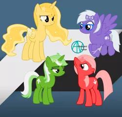 Size: 1656x1594 | Tagged: safe, artist:arifproject, derpibooru import, oc, oc:comment, oc:downvote, oc:favourite, oc:upvote, ponified, unofficial characters only, alicorn, earth pony, pegasus, pony, unicorn, derpibooru, alicorn oc, derpibooru ponified, meta, simple background, vector