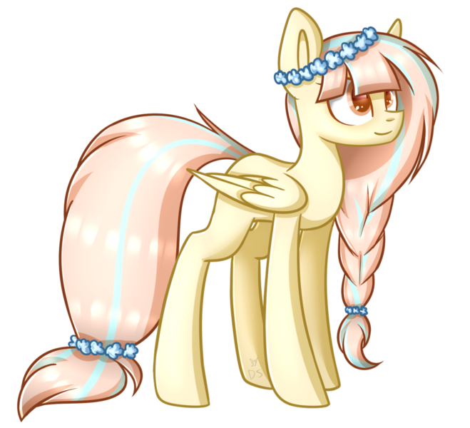 Size: 1024x933 | Tagged: safe, artist:despotshy, derpibooru import, oc, oc:kiyomi, unofficial characters only, pegasus, pony, art trade, female, floral head wreath, mare, simple background, solo, transparent background