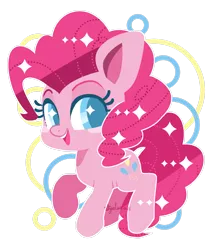 Size: 2289x2619 | Tagged: safe, artist:snow angel, derpibooru import, pinkie pie, pony, abstract background, colored pupils, cute, diapinkes, eye sparkles, open mouth, raised hoof, smiling, solo, starry eyes, wingding eyes