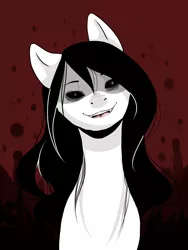 Size: 900x1200 | Tagged: artist:maria-fly, derpibooru import, jeff the killer, meme, ponified, rule 63, safe, solo