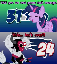 Size: 960x1080 | Tagged: safe, artist:askometa, artist:dashiemlpfim, artist:oblivionfall, derpibooru import, lord tirek, twilight sparkle, twilight sparkle (alicorn), alicorn, pony, american football, lady tirek, new england patriots, nfl, rule 63, seattle seahawks, vector