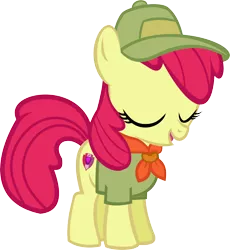 Size: 10641x11576 | Tagged: safe, artist:cyanlightning, derpibooru import, apple bloom, earth pony, pony, the mane attraction, .svg available, absurd resolution, cap, clothes, cutie mark, eyes closed, female, filly, hat, neckerchief, scout uniform, shirt, simple background, solo, t-shirt, the cmc's cutie marks, transparent background, vector