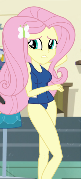 Size: 396x868 | Tagged: suggestive, derpibooru import, edit, edited screencap, screencap, fluttershy, equestria girls, friendship games, breast edit, breasts, clothes, female, school swimsuit, sexy, solo, solo female, sukumizu, swimsuit, swimsuit edit