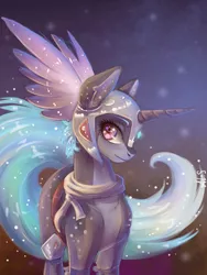 Size: 1200x1600 | Tagged: safe, artist:alina-sherl, derpibooru import, oc, unofficial characters only, pony, unicorn, helmet, looking at you, smiling, solo