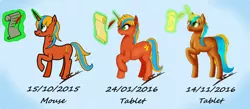 Size: 1024x447 | Tagged: safe, artist:speed-chaser, derpibooru import, oc, oc:blue spirit, unofficial characters only, pony, unicorn, comparison, magic, solo