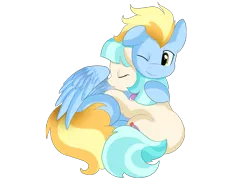 Size: 2353x1752 | Tagged: artist:pridark, coco pommel, cocostreak, crack shipping, cuddling, derpibooru import, hug, lightning streak, male, safe, shipping, simple background, snuggling, straight, transparent background