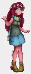 Size: 532x1262 | Tagged: safe, artist:gabbslines, derpibooru import, gloriosa daisy, equestria girls, legend of everfree, alternate costumes, clothes, cute, daisybetes, floral head wreath, flower, scarf, solo