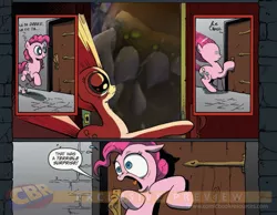 Size: 900x700 | Tagged: bread monster, derpibooru import, expiration date, exploitable meme, idw, meme, obligatory pony, pinkie pie, safe, spoiler:comic, surprise, surprise door, team fortress 2