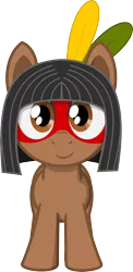 Size: 3084x6310 | Tagged: safe, artist:age3rcm, derpibooru import, oc, oc:kuruminha, ponified, unofficial characters only, brazil, brchan, face paint, feather, indigenous brazilian, looking at you, mascot, show accurate, simple background, solo, transparent background