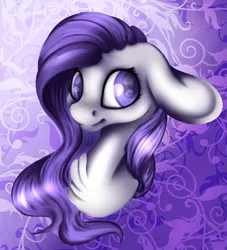 Size: 1812x1992 | Tagged: safe, artist:immagoddampony, derpibooru import, oc, unofficial characters only, earth pony, pony, bust, chest fluff, colored pupils, floppy ears, impossibly large ears, long mane, looking at you, portrait, purple background, simple background, solo