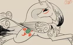 Size: 4000x2500 | Tagged: amaterasu, artist:marchiedraws, crossover, derpibooru import, okami, princess celestia, prone, safe, solo