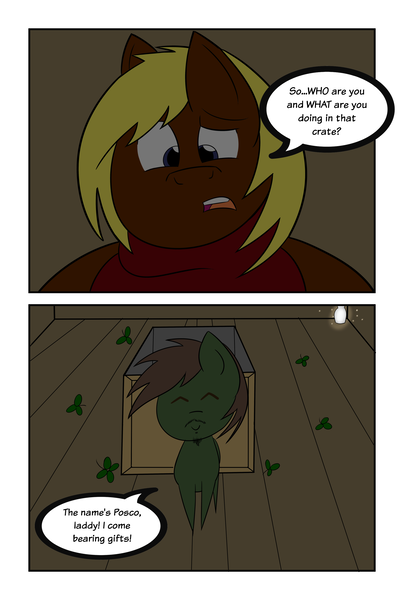 Size: 4342x6442 | Tagged: absurd resolution, artist:facade, clovers, comic, comic:stalwart silence, crate, derpibooru import, oc, oc:joey butterscotch, oc:posco, safe, unofficial characters only