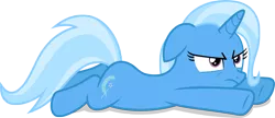 Size: 7000x3020 | Tagged: safe, artist:luckreza8, derpibooru import, trixie, pony, unicorn, to where and back again, .svg available, cute, diatrixes, frown, prone, simple background, solo, transparent background, unamused, underhoof, vector