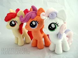 Size: 2796x2076 | Tagged: adorabloom, apple bloom, artist:planetplush, cute, cutealoo, cutie mark crusaders, derpibooru import, diasweetes, happy, hnnng, irl, photo, plushie, safe, scootaloo, smiling, sweetie belle