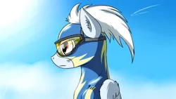 Size: 800x450 | Tagged: safe, artist:djp15, derpibooru import, oc, oc:cirrus skybreaker, unofficial characters only, clothes, goggles, solo, wonderbolts uniform